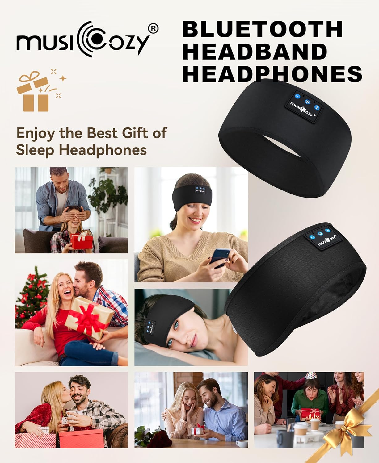 Sleep Headphones Bluetooth Headband Headphones for Side Sleepers
