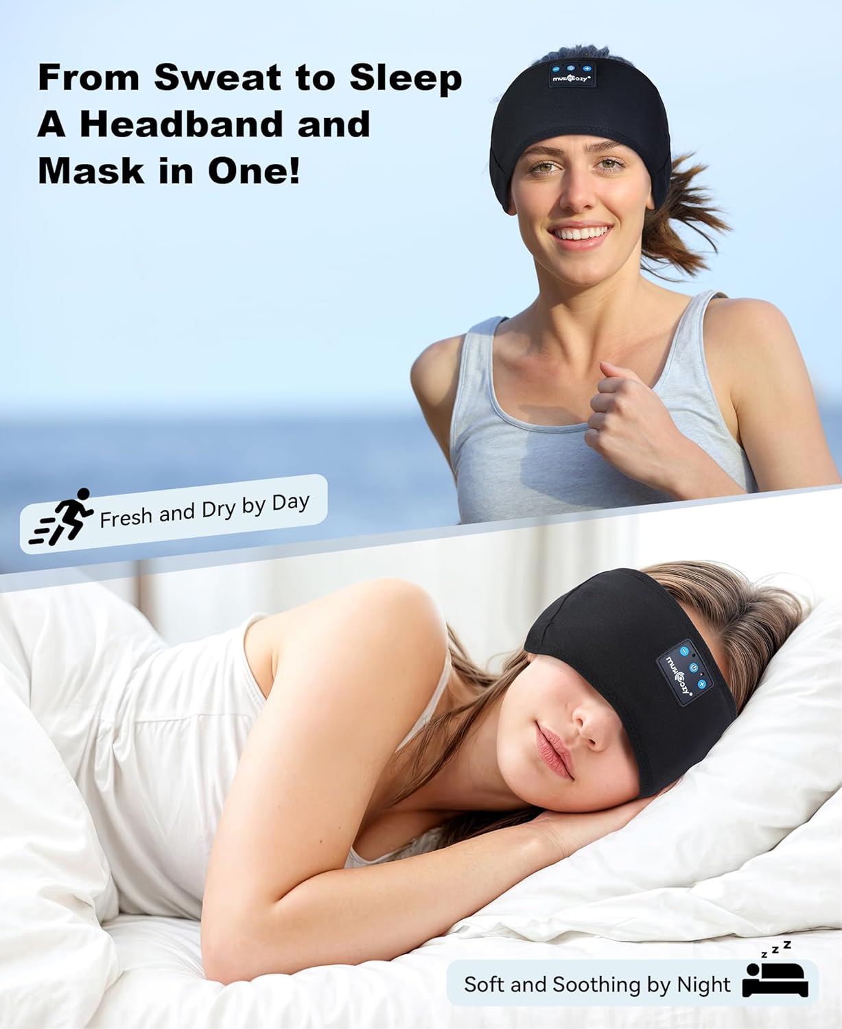 Sleep Headphones Bluetooth Headband Headphones for Side Sleepers